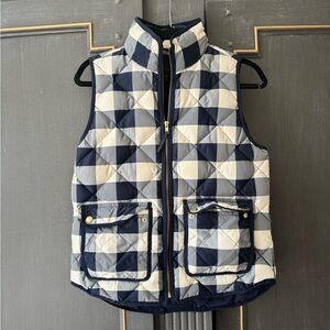 J. Crew Navy and White Quilted Vest